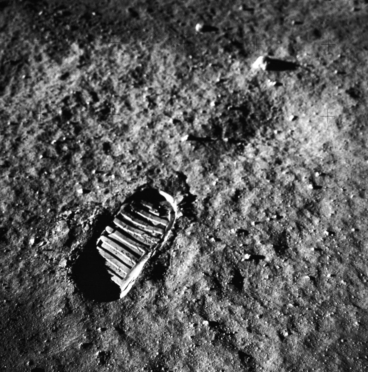 Saturn Apollo mission footprint on moon's surface